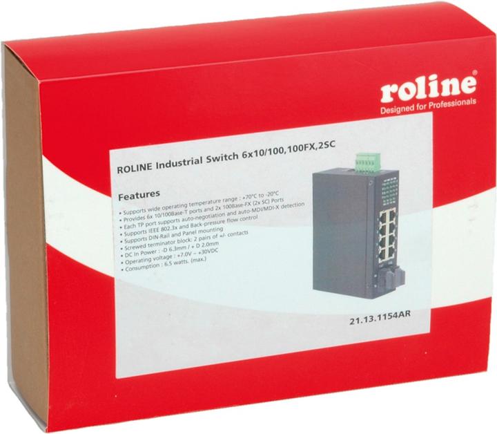 Actual product image Roline Industrial Switch 6x RJ-45, 2x SC, unmanaged (8 ports)