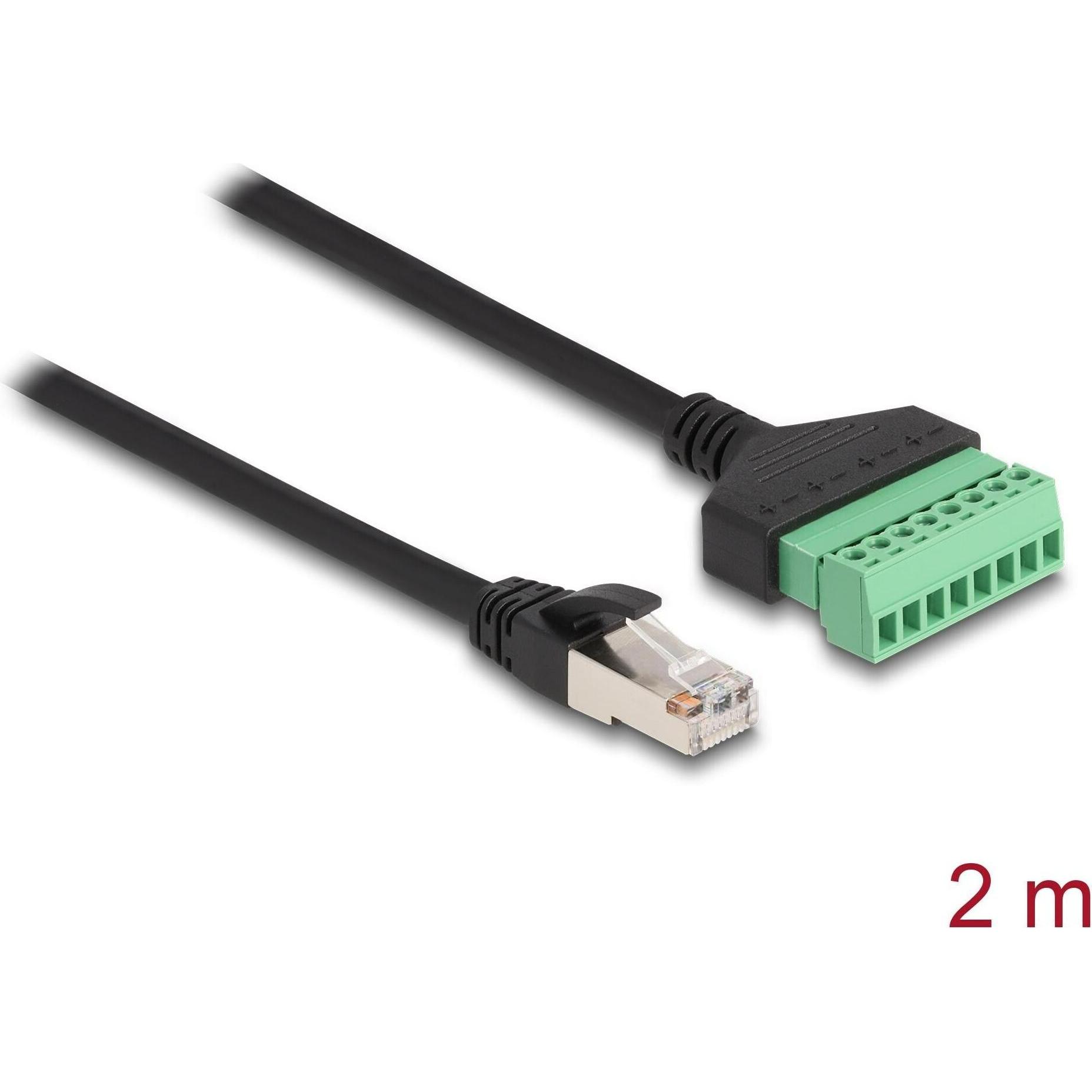 Delock Terminalblock - RJ45 Kabel 1 Stück (UTP, CAT6, 2 m), Netzwerkkabel
