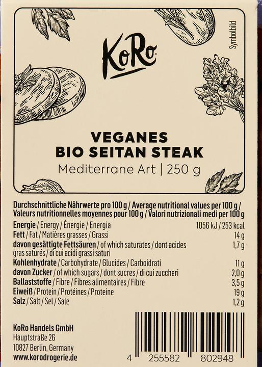 Immagine prodotto KoRo Alternativa di carne a base di glutine di grano, in stile mediterraneo (250 g)