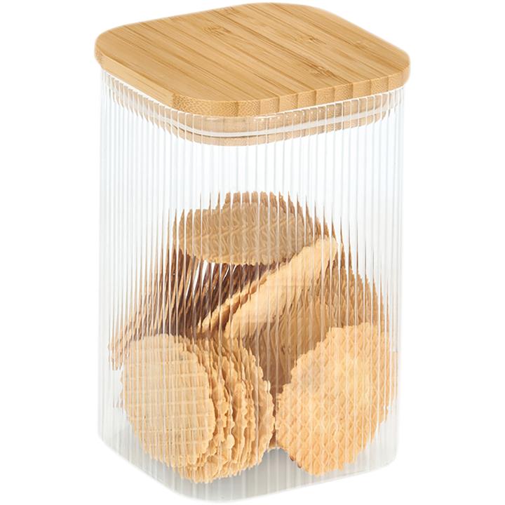 Actual product image Zeller Present Vorratsglas mit Bambusdeckel eckig 1150 ml 10x10x15.5 cm (1.15 l)