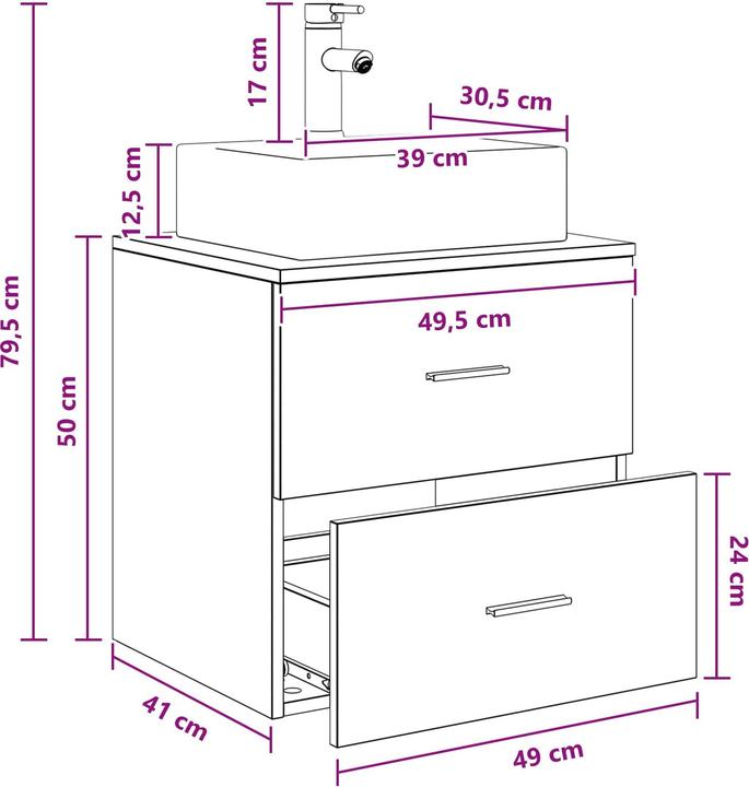 Produktbild vidaXL Waschbecken Unterschrank