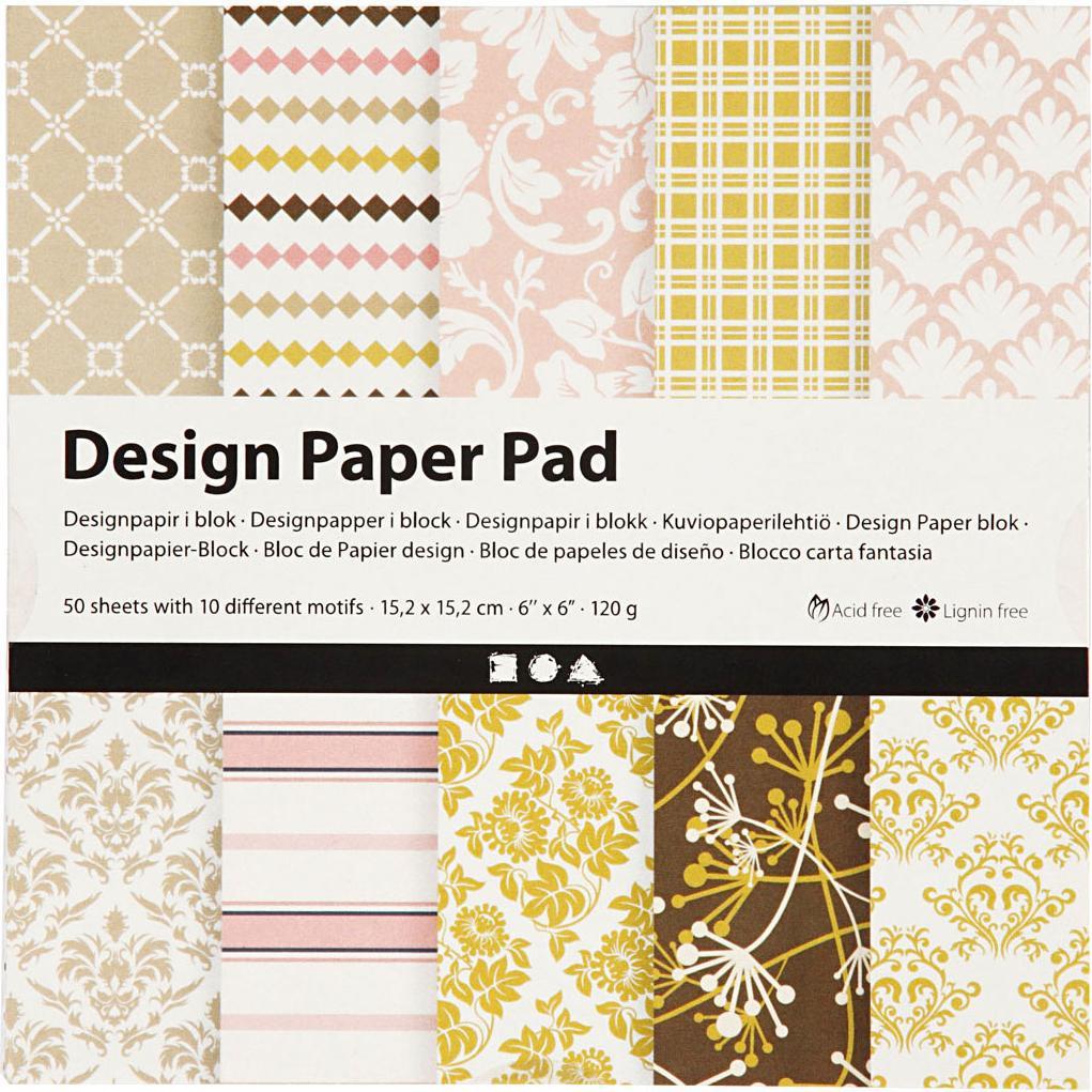 Thumbnail - Creativ Company, Bastelpapier, Designpapierblock Grün/Rosa, 50 Blatt (120 g/m², 50 x)