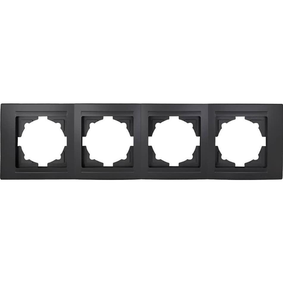 Gunsan Moderna 4-fach Rahmen für 4 Steckdosen Schalter Dimmer Schwarz, Taster + Schalter, Schwarz