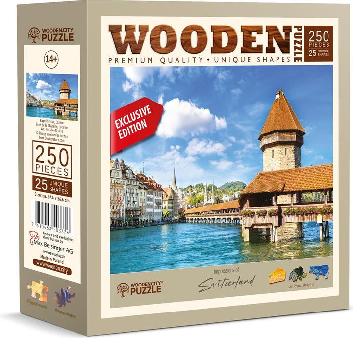 Actual product image WoodenCity Puzzle Holz L CH Kapellbrücke (250 pieces)