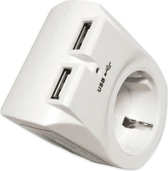 Produktbild Arcas 1-fach mit 2 x USB Zwischenstecker max. 2100mA