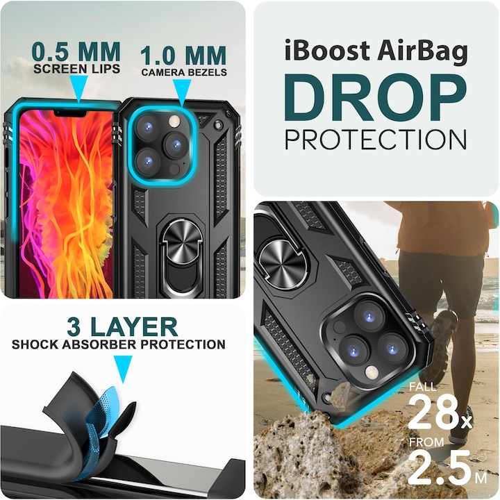 Immagine prodotto Nalia Coperchio ad anello antiurto in stile militare (Apple iPhone 15 Pro Max)