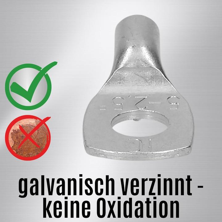 Produktbild Kalitec 10 Stück HR2-5 Handelsübliche Rohrkabelschuhe 2,5mm² M5 I ohne Sichtloch I Made in Germany