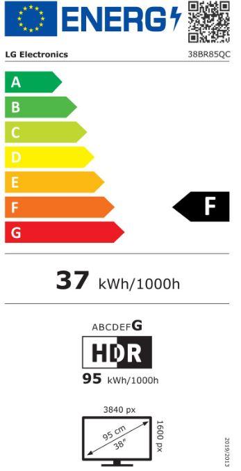 Energy Label LG UltraWide 38BR85QC-W (3840 x 1600 pixels, 37.50")