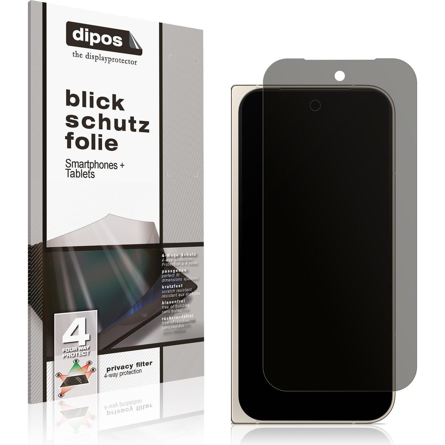 Dipos Privacy Blickschutzfolie 4-Way (1 Stück, Google Pixel 9 Pro Fold), Smartphone Schutzfolie, Schwarz