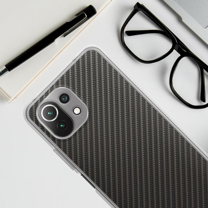 Actual product image DeinDesign Silikon Hülle für Xiaomi Mi 11 Lite 5G Handyhülle Case Smartphone Schutzhülle Carbon Metallic Look (Xiaomi Mi 11 Lite 5G)