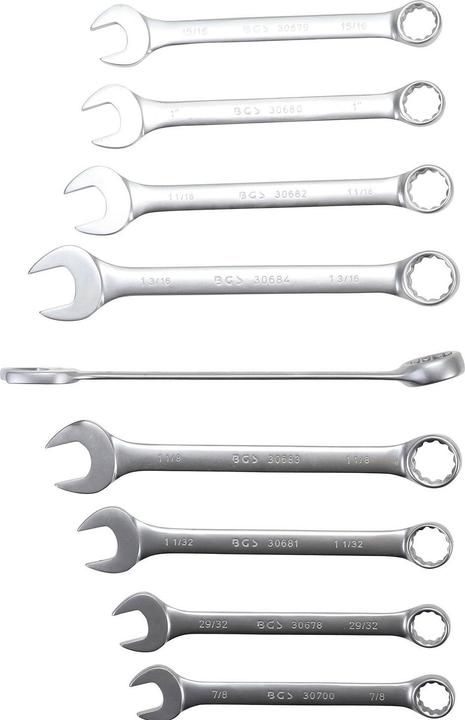 Actual product image BGS Combination Spanner Set Inch Sizes 1/4" - 1.1/4" 25 pcs. (11/32", 9/16", 19/32", 5/8", 9/32", 15/16", 3/8", 5/16", 7/8", 13/16", 3/4", 1/4", 1/2", 11/16", 7/16", 1", 25/32")