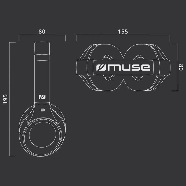 Actual product image Muse M-295 Wireless headphones ANC, Black (ANC, 60 h, Wireless)