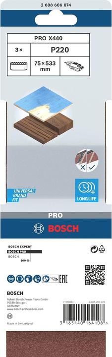 Actual product image Bosch Professional Zubehör PRO X440 sanding belt, 75 x 533 mm, G220 (220)