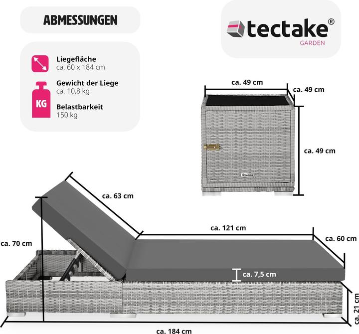 Actual product image tectake Sunbeds (184 cm)