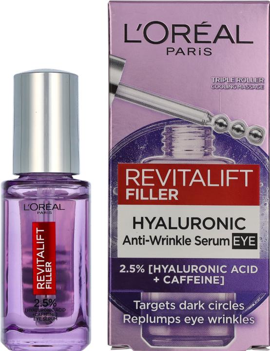 Produktbild L'Oréal Paris Hyaluronsäure und Koffein Augenserum Revitalift Filler 20ml (Augenpflege Serum, 20 ml, Tag + Nacht)