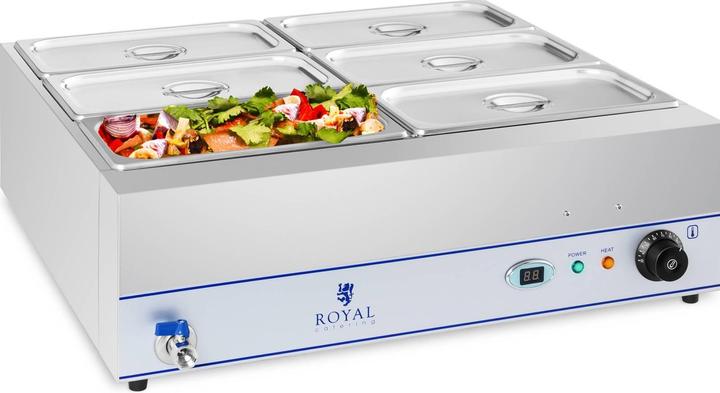 Royal Catering Bain-Marie - 2,000 W - 6 x 1/3 GN containers - with drain tap