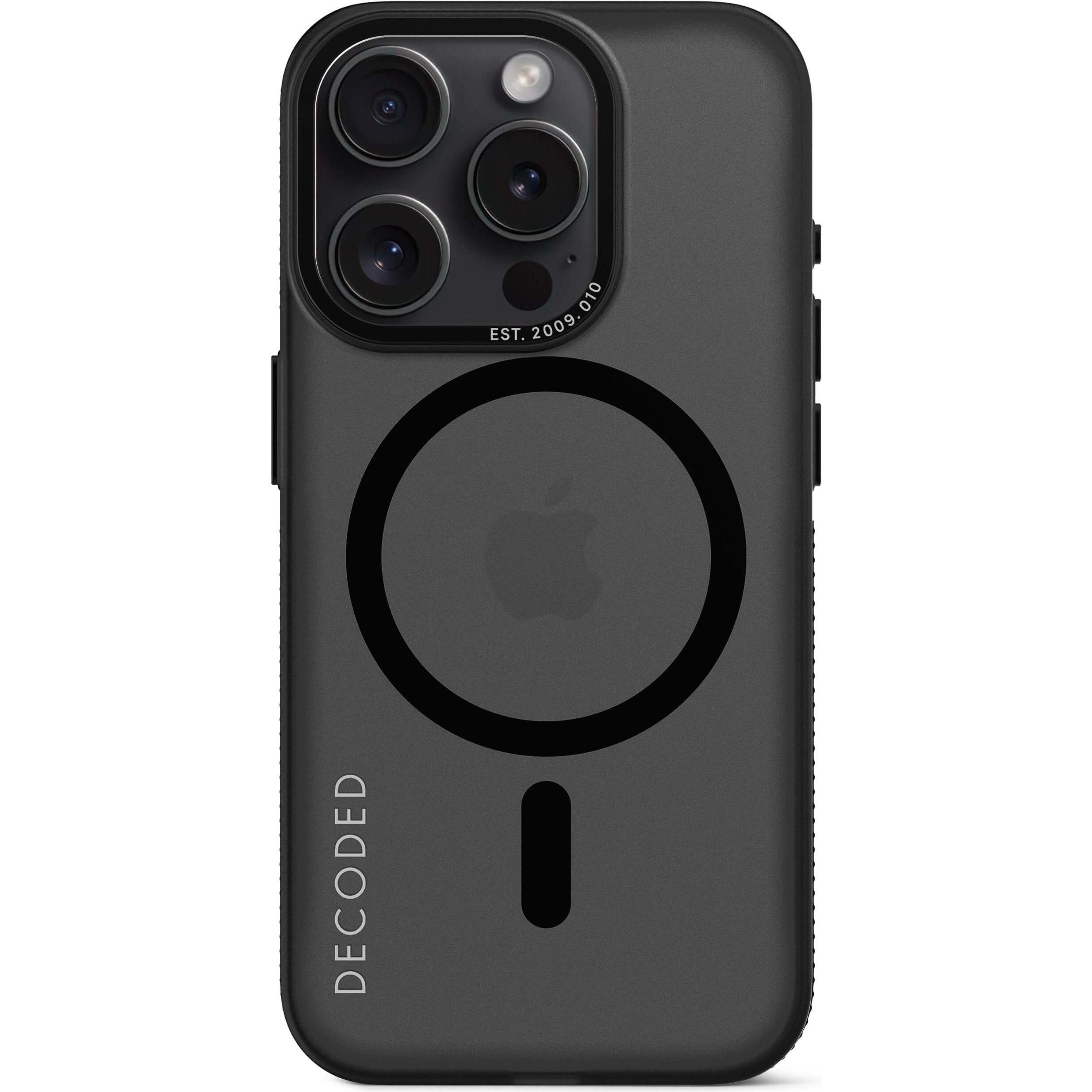 Decoded Recycled Plastic Backcover iPhone 15 Pro Black (Apple iPhone 15 Pro), Smartphone Hülle, Grau