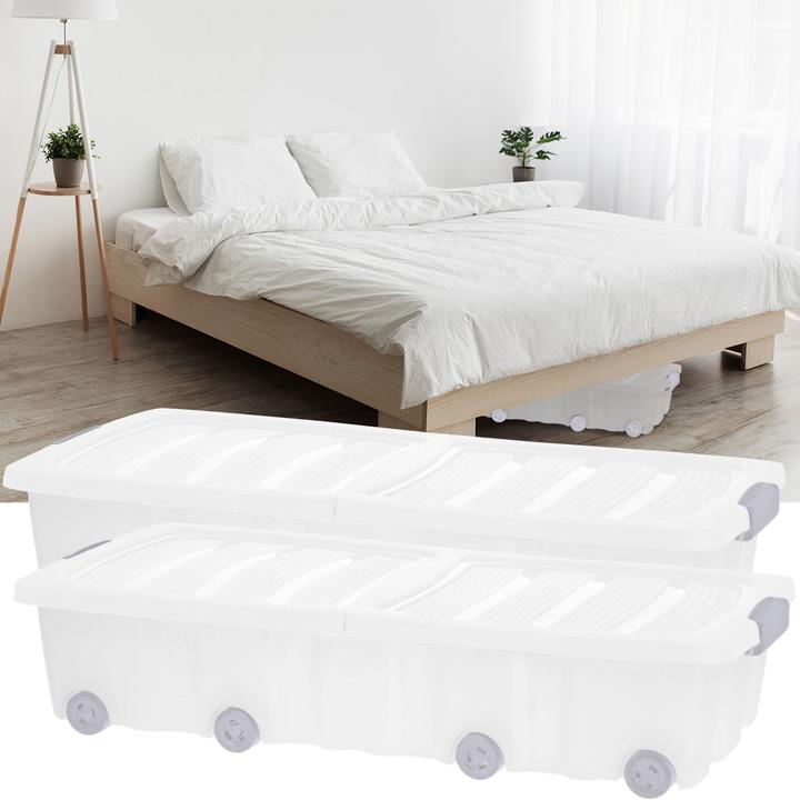 Produktbild Storage Solutions Set Unterbett-Box mit Rollen (77 x 37 x 17 cm)
