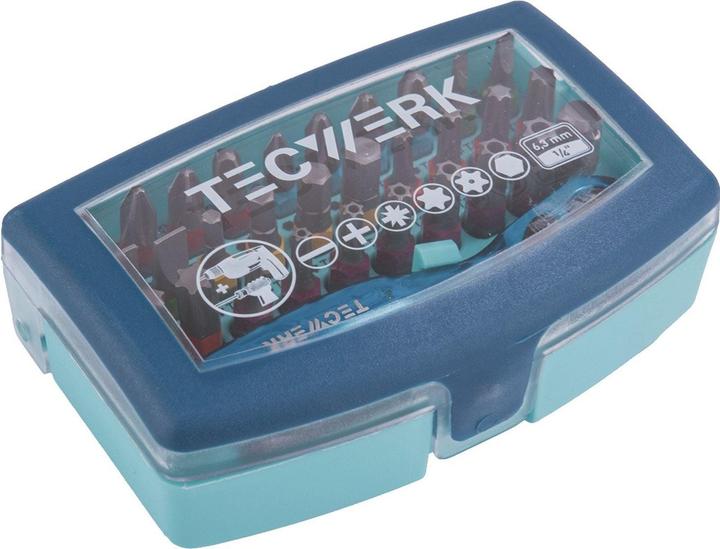 Produktbild Tecwerk Bitsortiment 33 teilig Schlitz/PH/PZD/T/6KT./Bitknarre (Innensechskant, Innensechsrund TX, Kreuz Phillips PH)