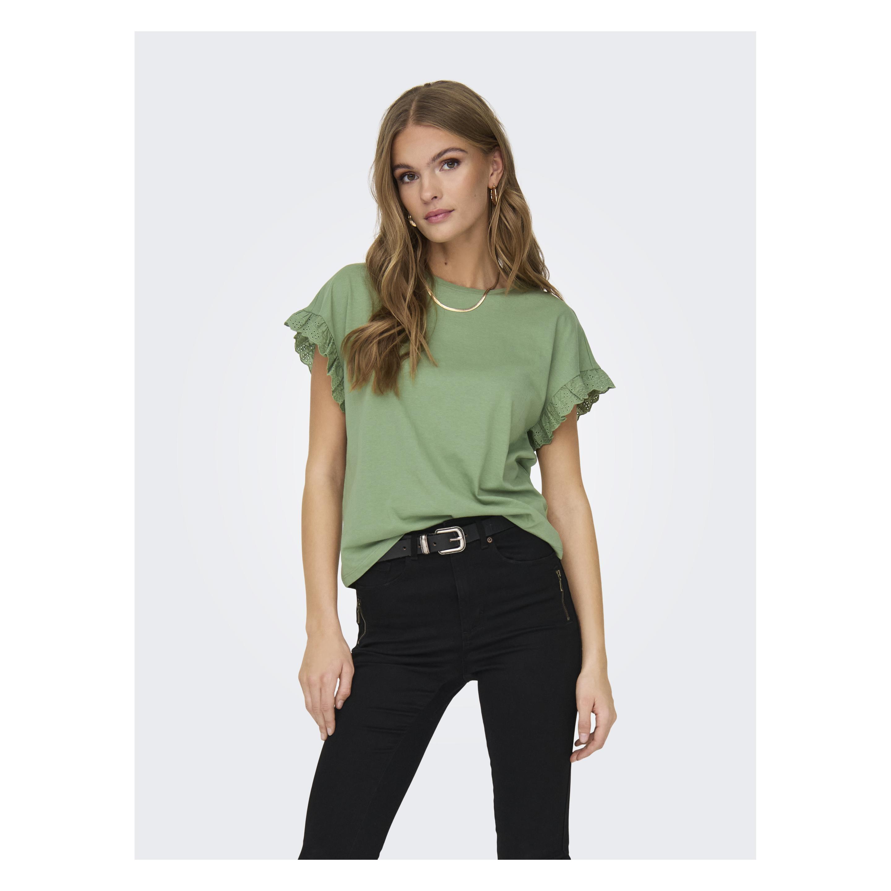 Only, Damen, Blusen, Onliris S/S Emb Top Jrs, Grün, (M)