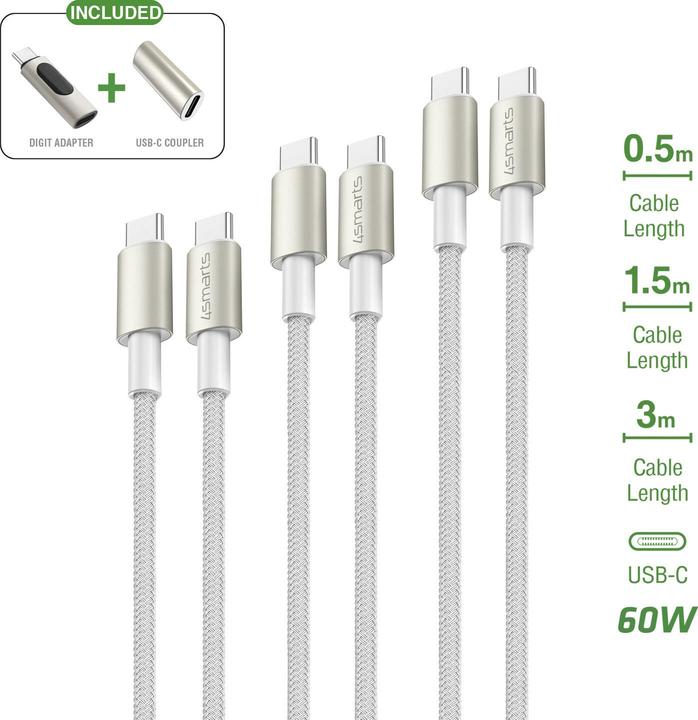 Produktbild 4smarts USB C – USB C (3 m, USB 2.0, 60 W)