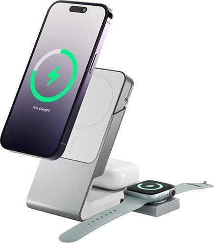 Alogic Matrix 3-in-1 Magnetic Charging Dock with Apple Watch Charger - White