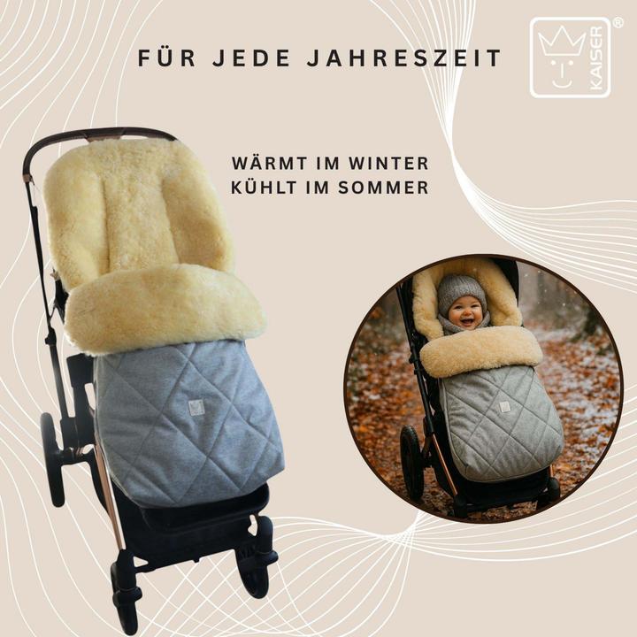 Actual product image Kaiser Baby Kaiser Lammfell Fusssack Coosy, light grey melange