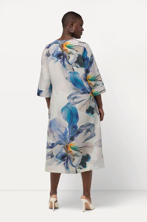 Produktbild Ulla Popken Midikleid, Lyocell, A-Linie, V-Ausschnitt, 3/4-Arm (50, 52)