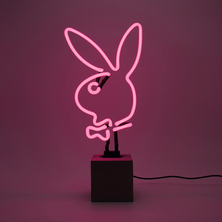 Actual product image Locomocean Glass neon table lamp with concrete base - Playboy Bunny pink