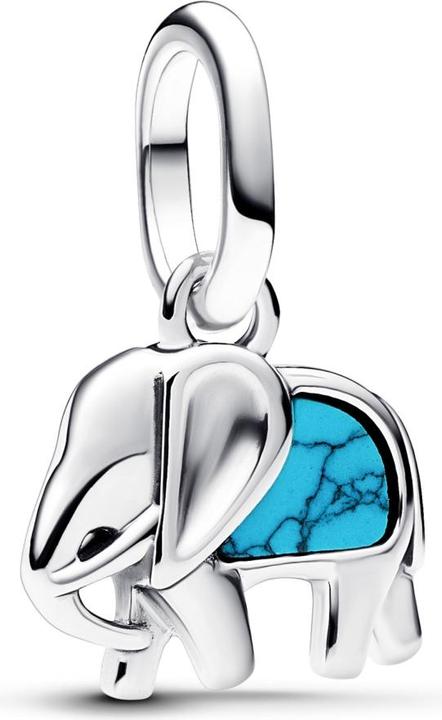 Image du produit Pandora Charm mini pendentif éléphant de couleur turquoise (Argent 925)