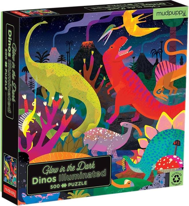 Mudpuppy Puzzle Glow in Dark, dinosaures éclairés (500 pièces)