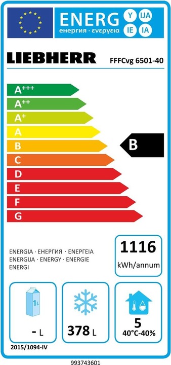 Energie-Label Liebherr FFFCvg6501-40 (Freistehend, 544 l)