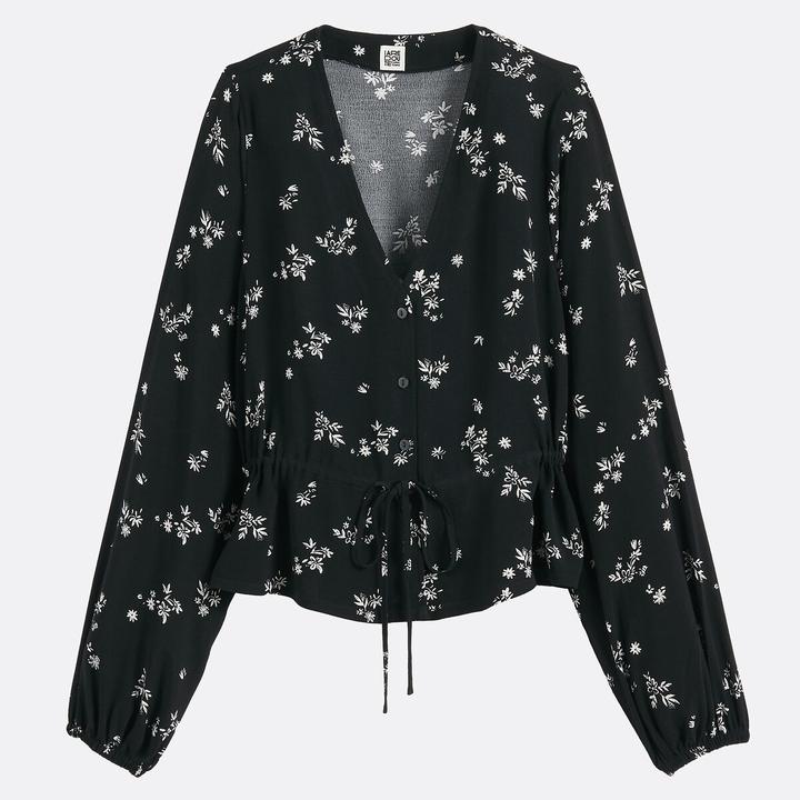Immagine prodotto La Redoute Collections Geblümte Bluse mit langen Ärmeln & V-Ausschnitt (XS)