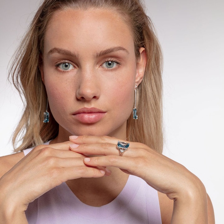 Produktbild Thomas Sabo Ring Stein Blau gross mit Stern (50, 925 Silber)