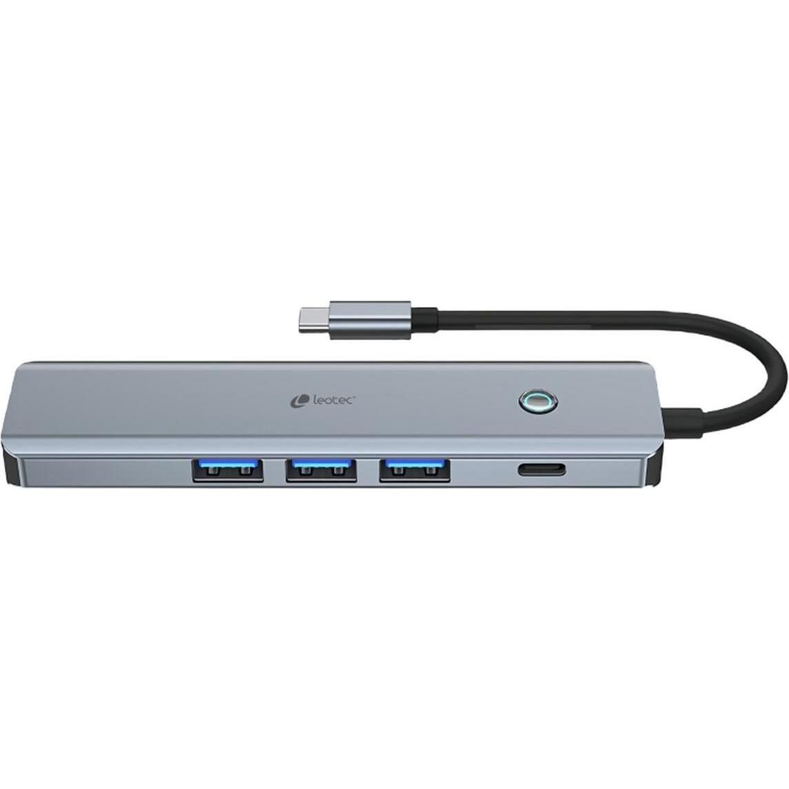 Leotec DOCKING STATION 6EN1 1USB-C PD100 POWER&DATOS 3USB3.0 1HDMI 4K 30HZ, Docking station + Hub USB, Grigio