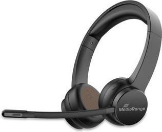 Actual product image MediaRange Bluetooth ENC Stereo Headset 400mAh rechargeable battery black (Wireless, USB-C)