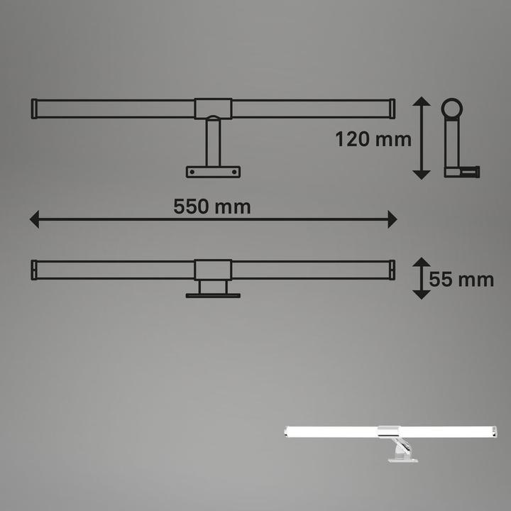 Actual product image Briloner LED mirror light, chrome, IP44, LED/8W