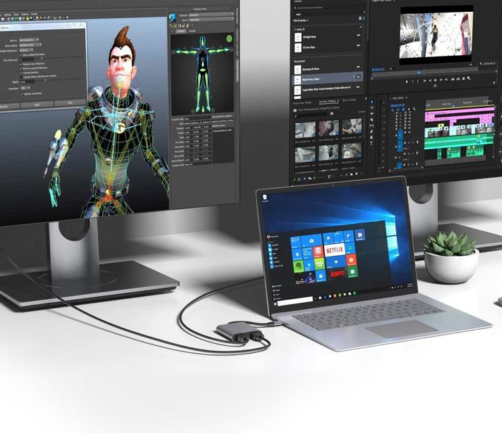 Produktbild JTI Adapter - USB-C auf 2x HDMI (USB Typ-C, 16 cm)