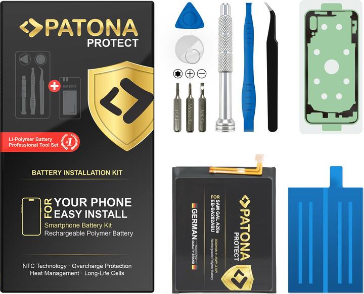 Patona PROTECT Akku für Samsung Galaxy A20e SM-A202F EB-BA202ABU inkl. Einbau Kit