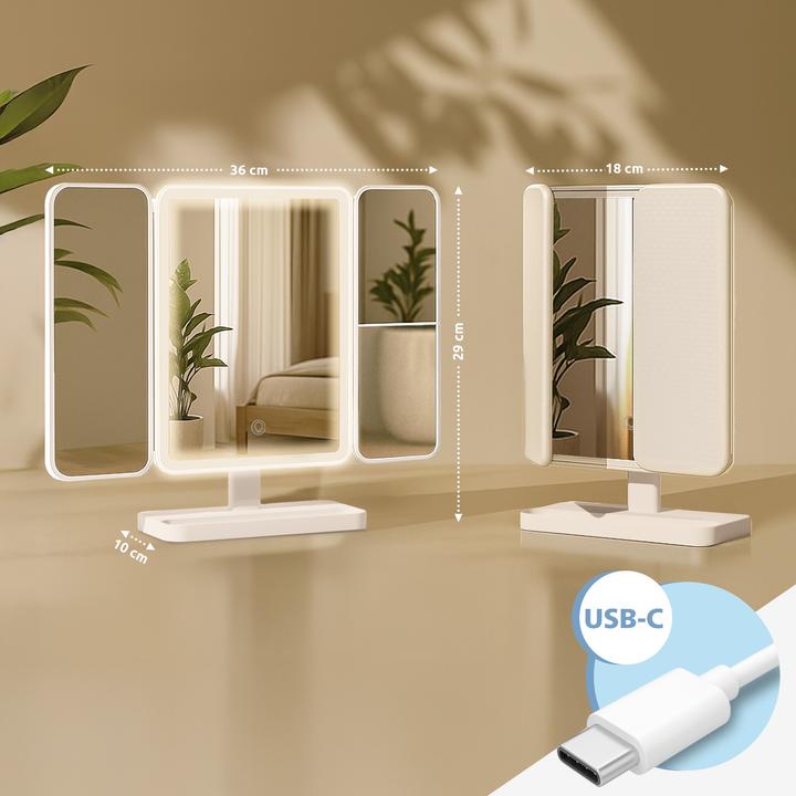 Produktbild CLP Schminkspiegel Otley LED 3 Lichtfarben dimmbar mit Vergrösserung und USB