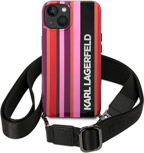 Actual product image Karl Lagerfeld KLHCP14SSTSTP iPhone 14 6.1" hardcase różowy/pink Color Stripes Strap (Apple iPhone 14)