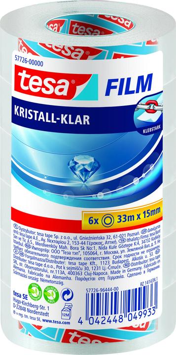 Actual product image tesa tesafilm 6x KRISTALL-KLAR adhesive tape (15 mm)