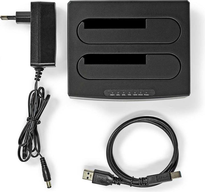 Produktbild Nedis Festplatten-Dockingstation | USB 3.2 Gen1 | USB Type-A | 2 Festplatten | 2.5 / 3.5 " | USB 3.2