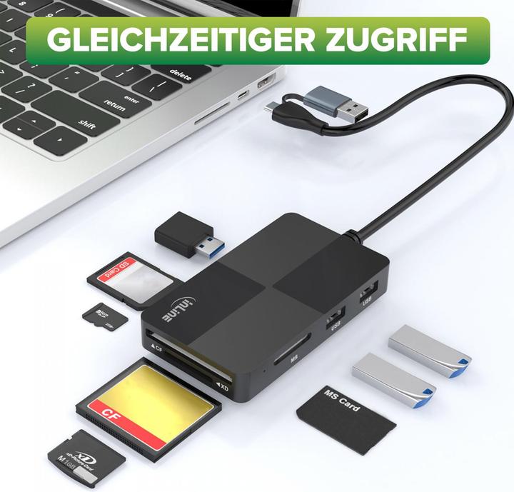 Immagine prodotto InLine Hub USB 3.2 Multi Cardreader (USB-A, 3 porte)