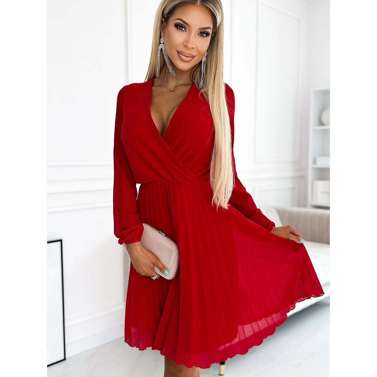 Numoco, Damen, Kleider, Cocktailkleid, Rot, (XXL)