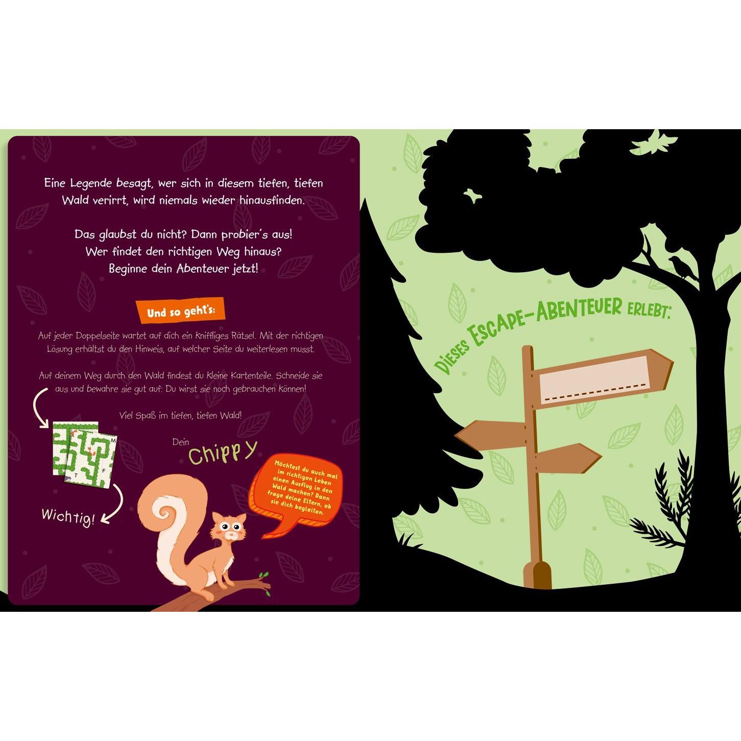 Thumbnail - Abenteuer Escape. Ein Rätselheft. Tiefer, tiefer Wald - Wer findet aus dem Wald hinaus?, Kinderbücher von Stefan Heine