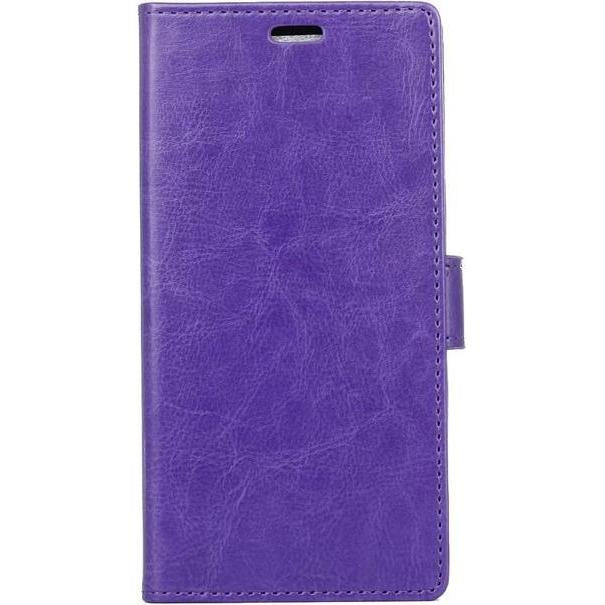 MU Classic Crazy Horse II Leder Bookcover Series (HTC Desire 12+), Smartphone Hülle, Violett