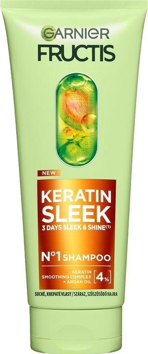 Actual product image Garnier Fructis Keratin Sleek Shampoo For Dry And Frizzy Hair - 200 Ml (200 ml, Liquid shampoo)