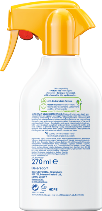 Immagine prodotto NIVEA Sun Babies & Kids Sensitive Protect Spray (Spray solare, SPF 50, 270 ml, 150 g)