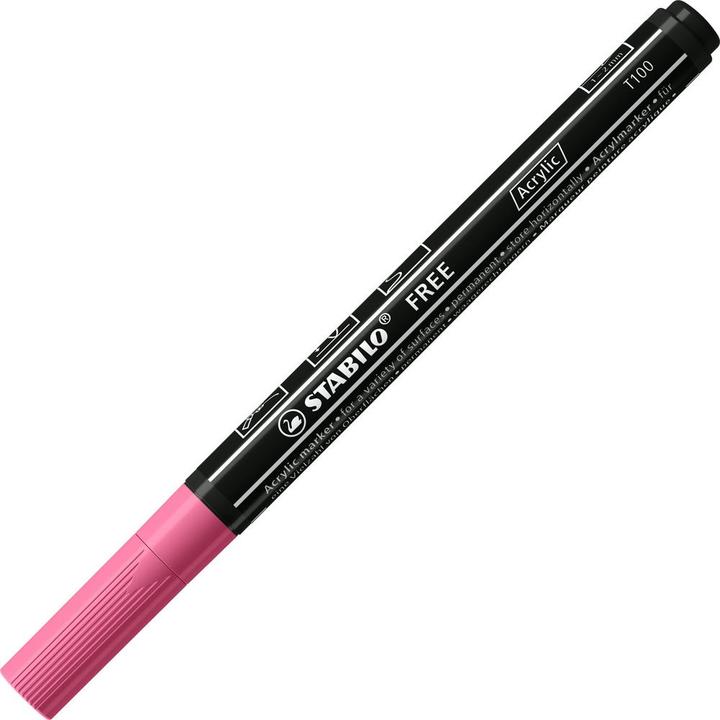 Produktbild STABILO Acrylmarker - FREE Acrylic - T100 Rundspitze 1-2mm - Einzelstift - taffy pink (1x)